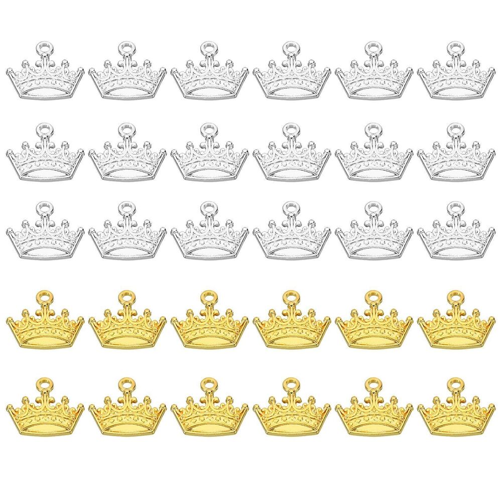 9508 Crown Charm, 100Pcs Mini Crown Pendant Charm Bulk Metal Vintage